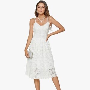 Chic White Lace Midi Dress
